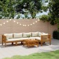 vidaXL Muebles de jardín 6 pzas cojines crema madera maciza de acacia vidaXL Muebles de jardín 6 pzas cojines crema madera maciza de acacia