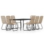 vidaXL Juego de comedor para jardín 9 piezas color roble