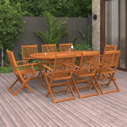 vidaXL Set de comedor para jardín 9 piezas madera maciza de acacia