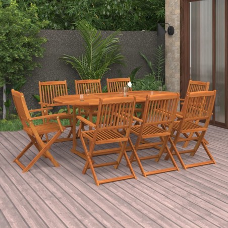 vidaXL Set de comedor para jardín 9 piezas madera maciza de acacia