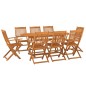 vidaXL Set de comedor para jardín 9 piezas madera maciza de acacia vidaXL Set de comedor para jardín 9 piezas madera maciza de acacia