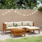 vidaXL Muebles de jardín 5 pzas cojines crema madera maciza de acacia vidaXL Muebles de jardín 5 pzas cojines crema madera maciza de acacia