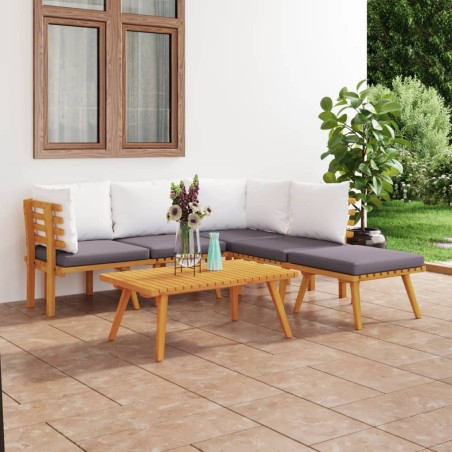vidaXL Muebles de jardín 6 piezas con cojines madera maciza de acacia 