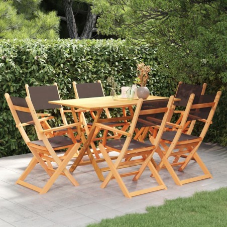 vidaXL Set de comedor para jardín 7 pzas madera maciza eucalipto negro