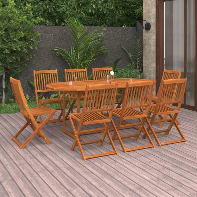 vidaXL Set de comedor de jardín 9 piezas madera maciza de acacia vidaXL Set de comedor de jardín 9 piezas madera maciza de acacia