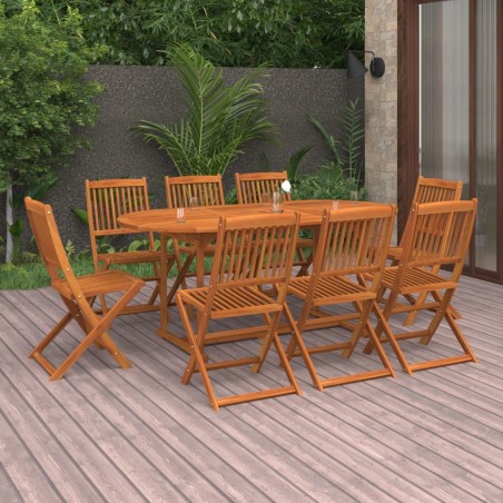 vidaXL Set de comedor de jardín 9 piezas madera maciza de acacia
