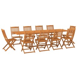 vidaXL Set de comedor para jardín 11 piezas madera maciza de acacia