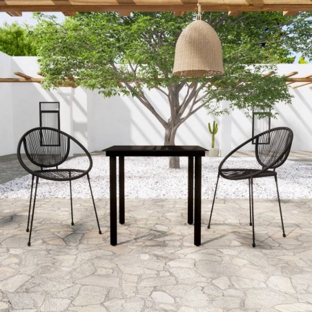 vidaXL Juego de comedor para jardín 3 piezas negro