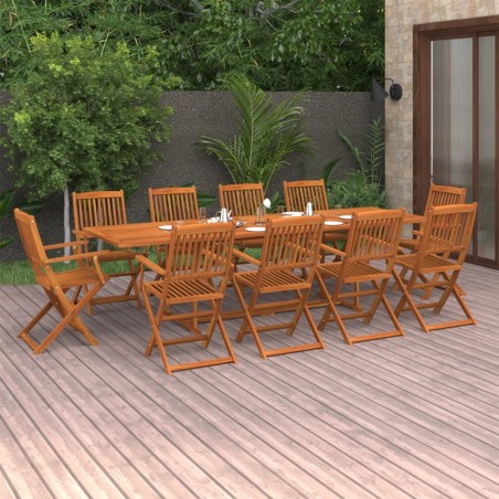 vidaXL Set de comedor para jardín 11 piezas madera maciza de acacia