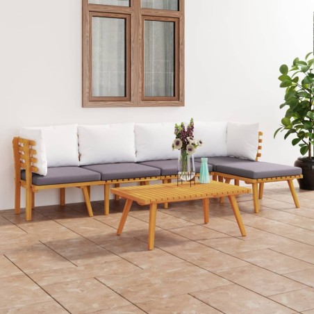 vidaXL Muebles de jardín 6 piezas con cojines madera maciza de acacia 