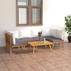 vidaXL Muebles de jardín 7 piezas con cojines madera maciza de acacia 