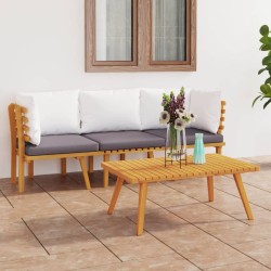 vidaXL Muebles de jardín 3 piezas con cojines madera maciza de acacia 