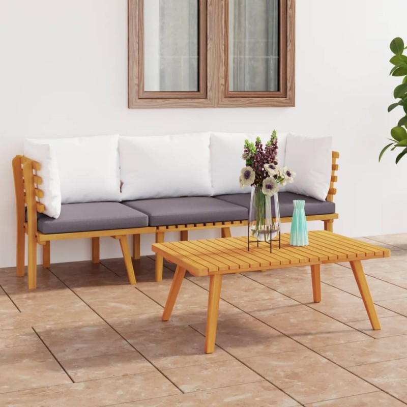 vidaXL Muebles de jardín 3 piezas con cojines madera maciza de acacia vidaXL Muebles de jardín 3 piezas con cojines madera maciza de acacia