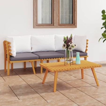 vidaXL Muebles de jardín 3 piezas con cojines madera maciza de acacia 