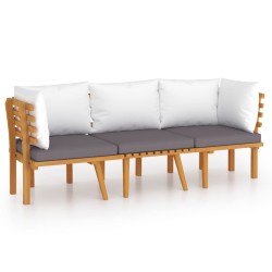 vidaXL Muebles de jardín 3 piezas con cojines madera maciza de acacia 
