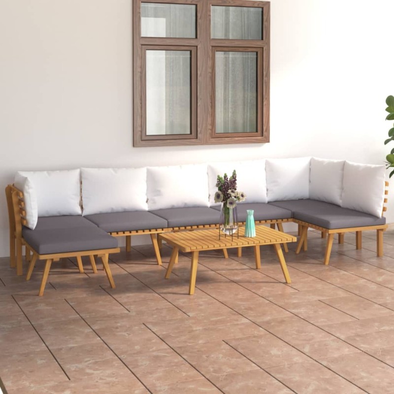 vidaXL Muebles de jardín 8 piezas con cojines madera maciza de acacia vidaXL Muebles de jardín 8 piezas con cojines madera maciza de acacia