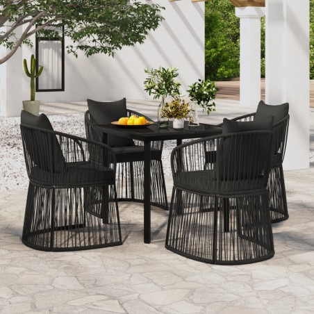 vidaXL Juego de comedor de jardín 5 piezas con cojines negro