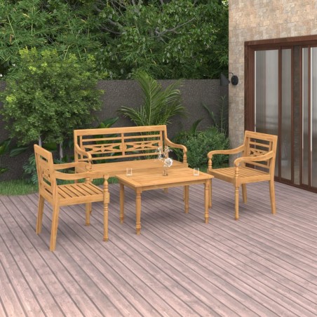 vidaXL Set de muebles de jardín 4 piezas madera maciza de teca