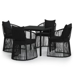 vidaXL Juego de comedor de jardín 5 piezas con cojines negro