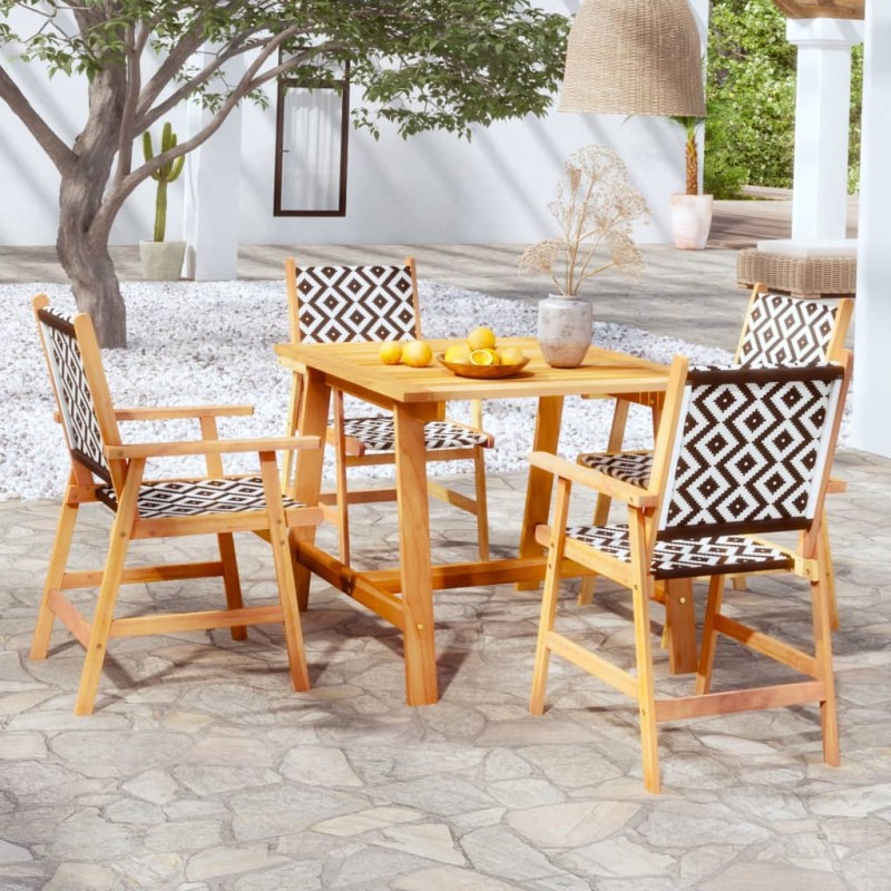 vidaXL Juego de comedor de jardín 5 piezas madera maciza de acacia vidaXL Juego de comedor de jardín 5 piezas madera maciza de acacia