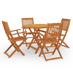 vidaXL Set de comedor de jardín plegable 5 pzas madera eucalipto