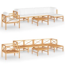 vidaXL Set de muebles de jardín 7 pzas madera de teca y cojines crema