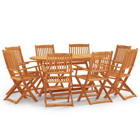vidaXL Set de comedor de jardín plegable 9 pzas madera eucalipto