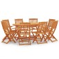 vidaXL Set de comedor de jardín plegable 9 pzas madera eucalipto