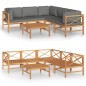vidaXL Set de muebles de jardín 6 pzas madera de teca y cojines gris vidaXL Set de muebles de jardín 6 pzas madera de teca y cojines gris