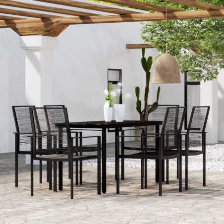 vidaXL Juego de comedor para jardín 7 piezas negro
