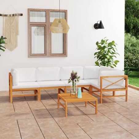 vidaXL Set de muebles de jardín 6 pzas madera de teca y cojines crema