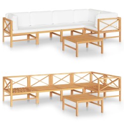 vidaXL Set de muebles de jardín 6 pzas madera de teca y cojines crema