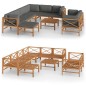 vidaXL Set de muebles de jardín 10 pzas madera de teca y cojines gris vidaXL Set de muebles de jardín 10 pzas madera de teca y cojines gris