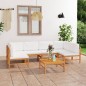 vidaXL Set de muebles de jardín 7 pzas madera de teca y cojines crema vidaXL Set de muebles de jardín 7 pzas madera de teca y cojines crema