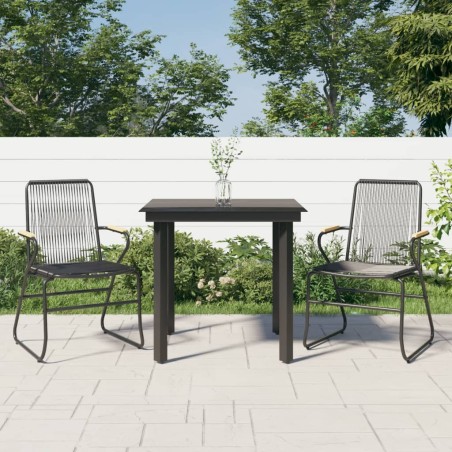 vidaXL Juego de comedor de jardín 3 piezas ratán PVC negro