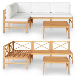 vidaXL Set de muebles de jardín 5 pzas madera de teca y cojines crema