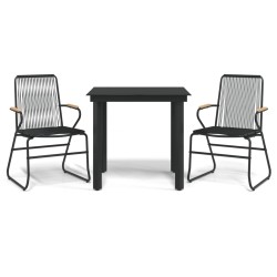vidaXL Juego de comedor de jardín 3 piezas ratán PVC negro