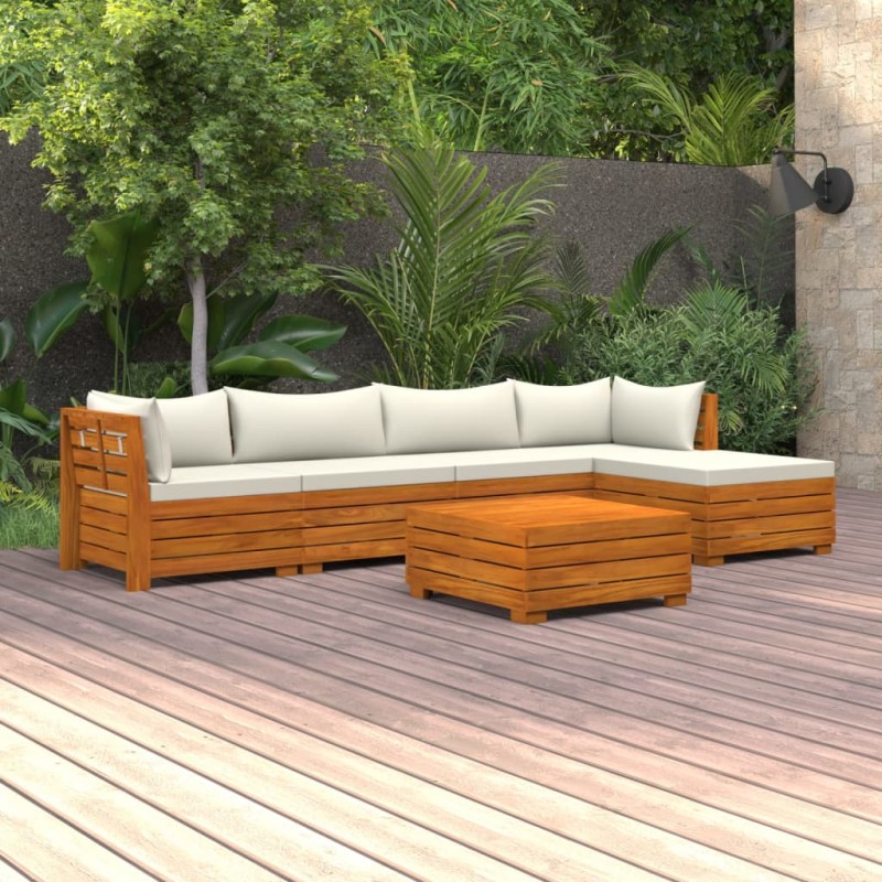 vidaXL Muebles de jardín 6 piezas con cojines madera maciza de acacia 
