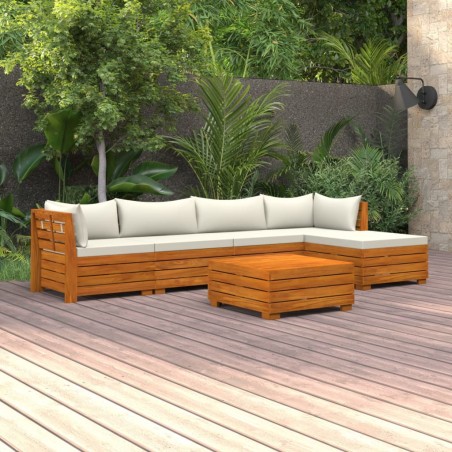 vidaXL Muebles de jardín 6 piezas con cojines madera maciza de acacia 