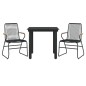 vidaXL Juego de comedor de jardín 3 piezas ratán PVC negro