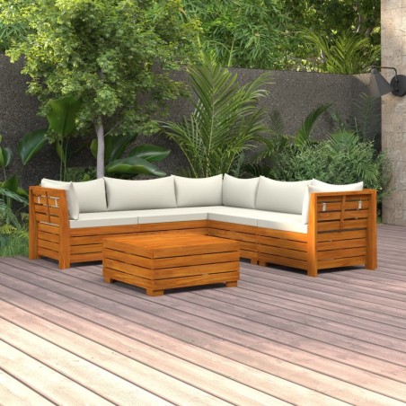 vidaXL Muebles de jardín 6 piezas con cojines madera maciza de acacia 
