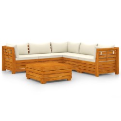 vidaXL Muebles de jardín 6 piezas con cojines madera maciza de acacia 