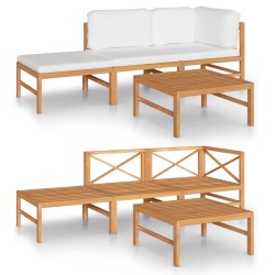 vidaXL Set de muebles de jardín 4 pzas madera de teca y cojines crema