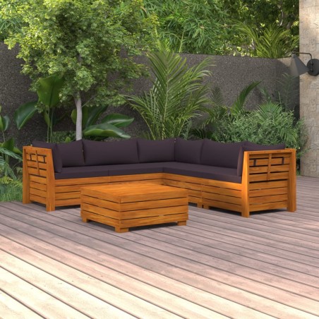 vidaXL Muebles de jardín 6 piezas con cojines madera maciza de acacia 