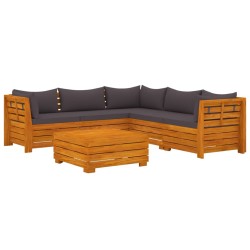 vidaXL Muebles de jardín 6 piezas con cojines madera maciza de acacia 