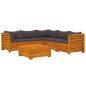 vidaXL Muebles de jardín 6 piezas con cojines madera maciza de acacia 