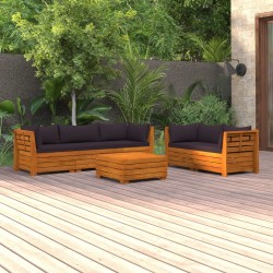 vidaXL Muebles de jardín 6 piezas con cojines madera maciza de acacia 