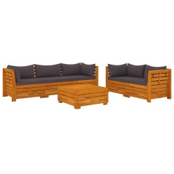 vidaXL Muebles de jardín 6 piezas con cojines madera maciza de acacia 