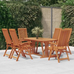 vidaXL Juego de comedor para jardín 7 pzas madera maciza de eucalipto