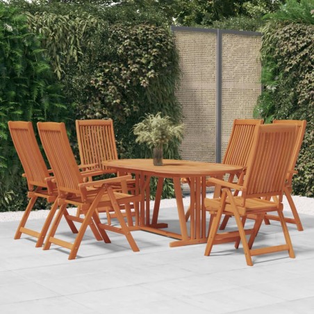 vidaXL Juego de comedor para jardín 7 pzas madera maciza de eucalipto